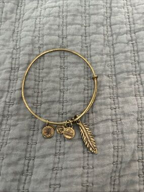 Alex and Ani Gold Feather Charm Bangle Bracelet